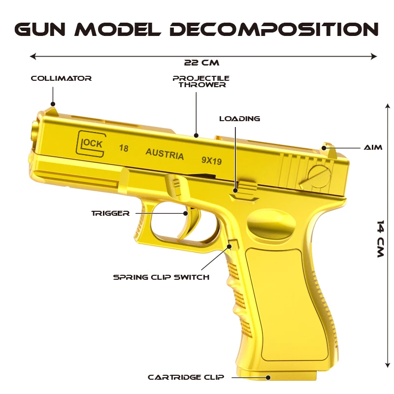 2025. Brown toy gun G18 manually installed foam soft gun CS outdoor shooting game adult air gun toy gun