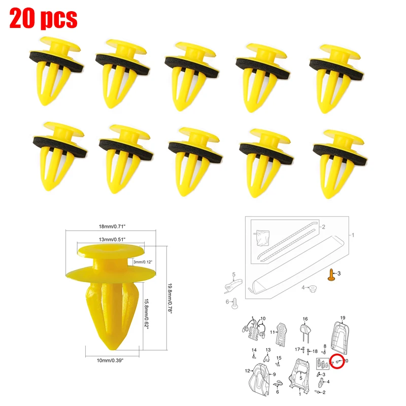 10/20PCS Auto Fastener clips Car plastic fixed clip For Nissan Qashqai j11 Juke X-trail T32 Tiida Note Almera Primera Pathfinder