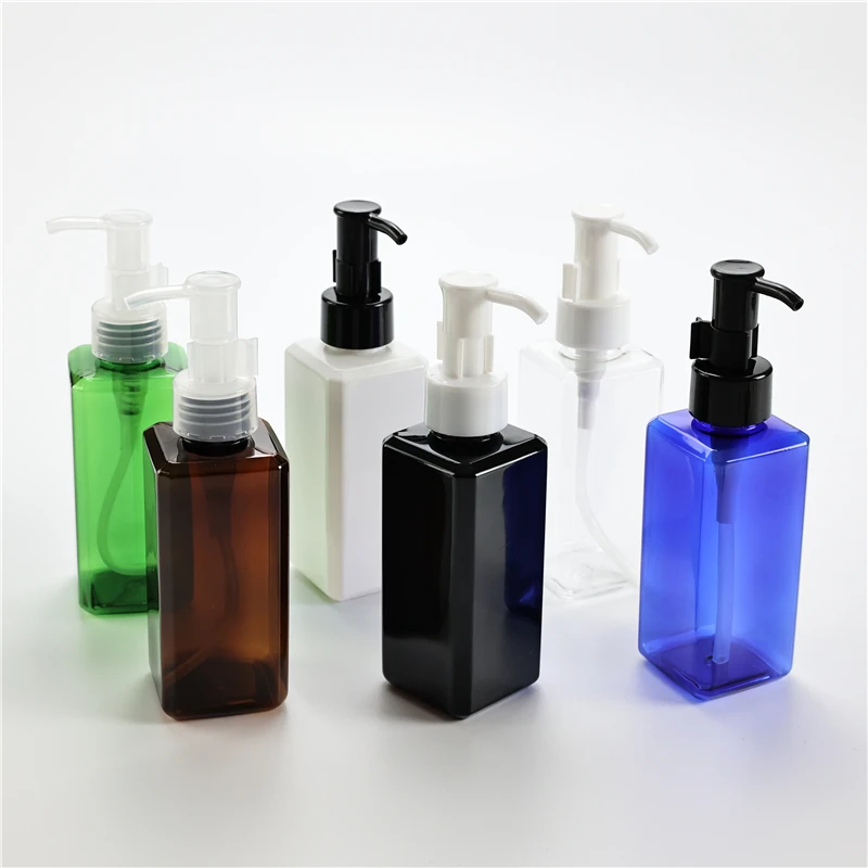 Multicolor 150ml X 40 Empty Square Plastic Bottles With Cleaning Oil Pump Essential Oil Bottles Massage Oil Packaging Containers