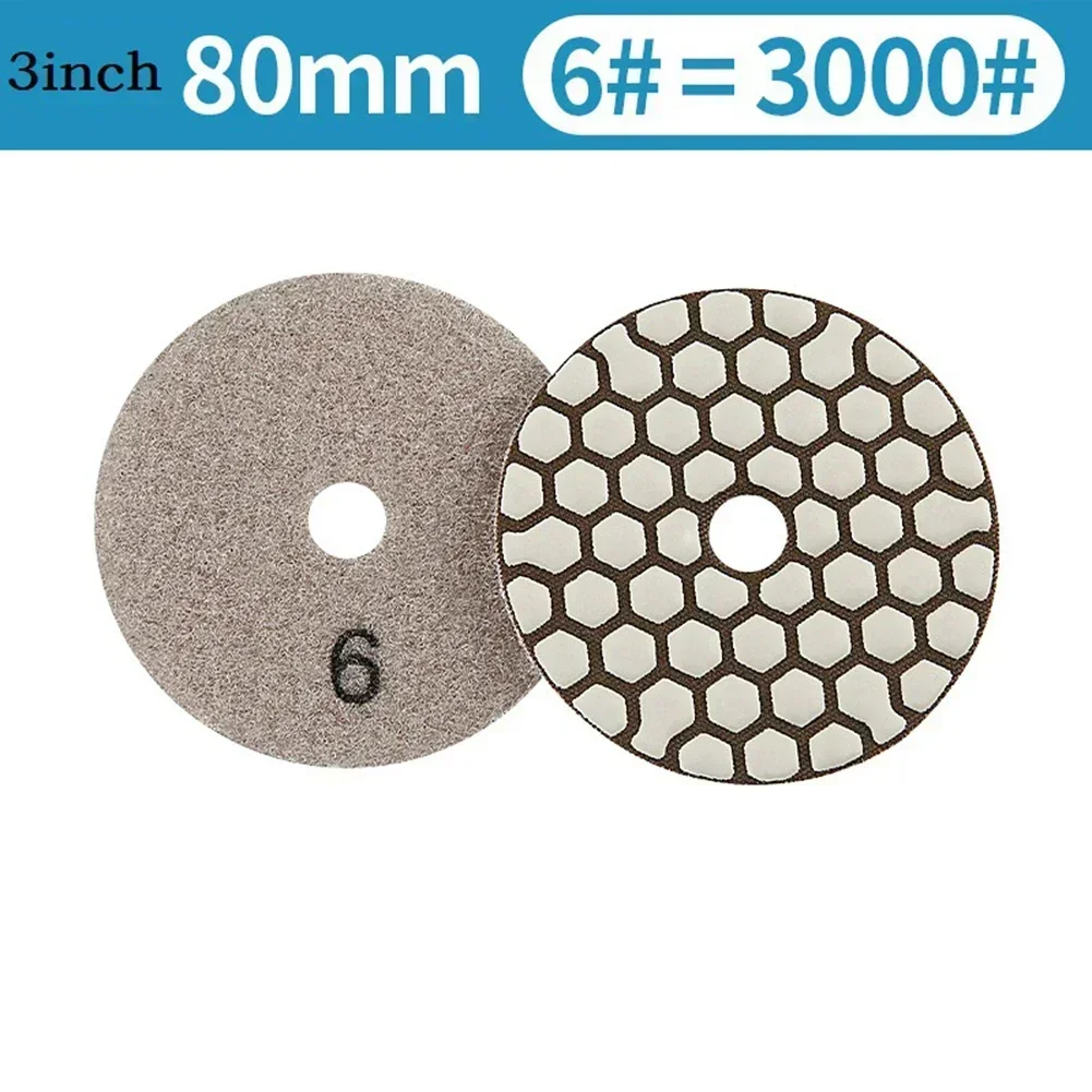 3 Inch Diamond Polishing Pad Dry Use Flexible Sanding Disc Resin Bond For Granite Marble Stone Grinding 50-3000 Grit