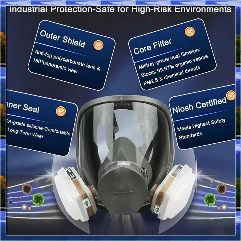 

LJL многоразовая респираторная маска на все лицо, пылезащитные маски для химической обработки и строительных байонетных соединений, силиконовое уплотнение для лица