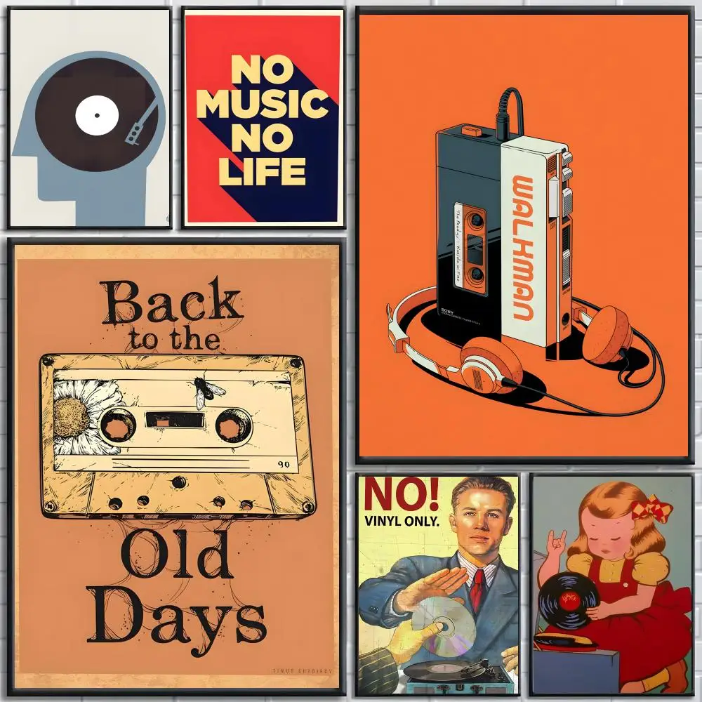 Mid Century Retro Vinyl Records Poster High-definition posters, wall art for living room and home decor.