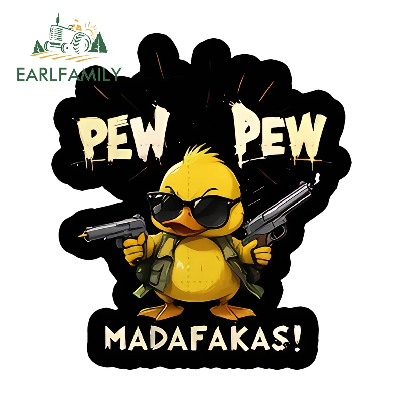 

EARLFAMILY Pew Pew Duck Anime Motorcycle Stickers Cool Laptop Decoration Simple Practical Sunscreen All Types Of Vehicles