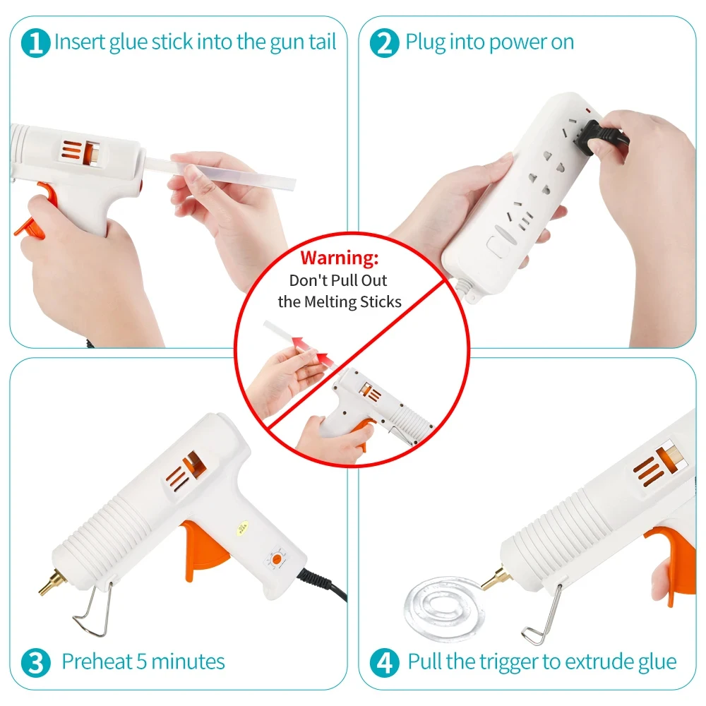 120W Hot Melt Glue Gun Adjustable Constant Temperature Industrial Grade Hot Melt Glue Stick Craft Repair Tool 100V-240V US/EU