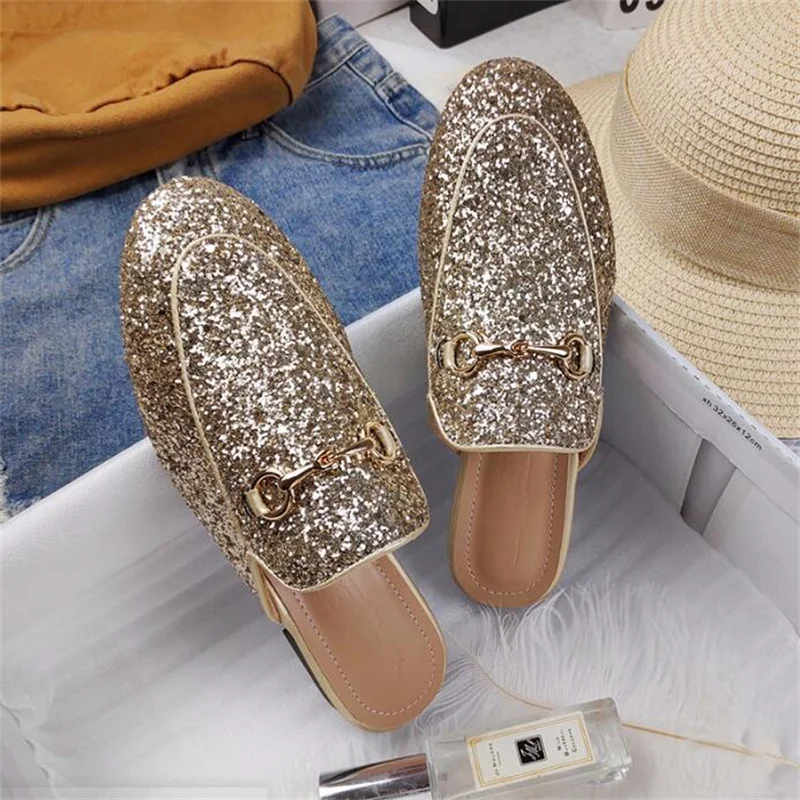 Slippers Mules Shoes Women 2022 New Style Outer Wear Flat shoes Muller Lazy Shoes Vacation Beach Leisure Half-Drag Women