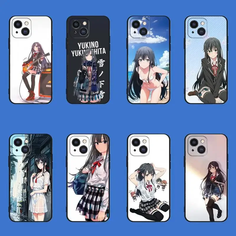 Yukinoshita Yukino Oregairu Phone Case For iPhone 11 12 Mini 13 14 PRO XS MAX X XR 6 7 8 Plus Black Shell