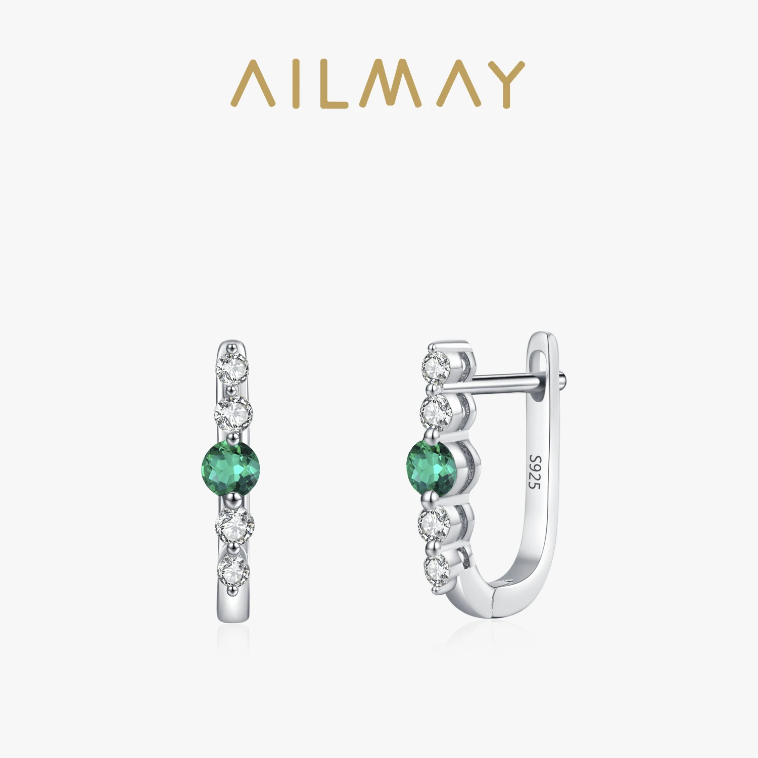 Ailmay 100% 925 srebro kolczyki w kształcie litery U dla kobiet genialna cyrkonia nowoczesna elegancka biżuteria imprezowa