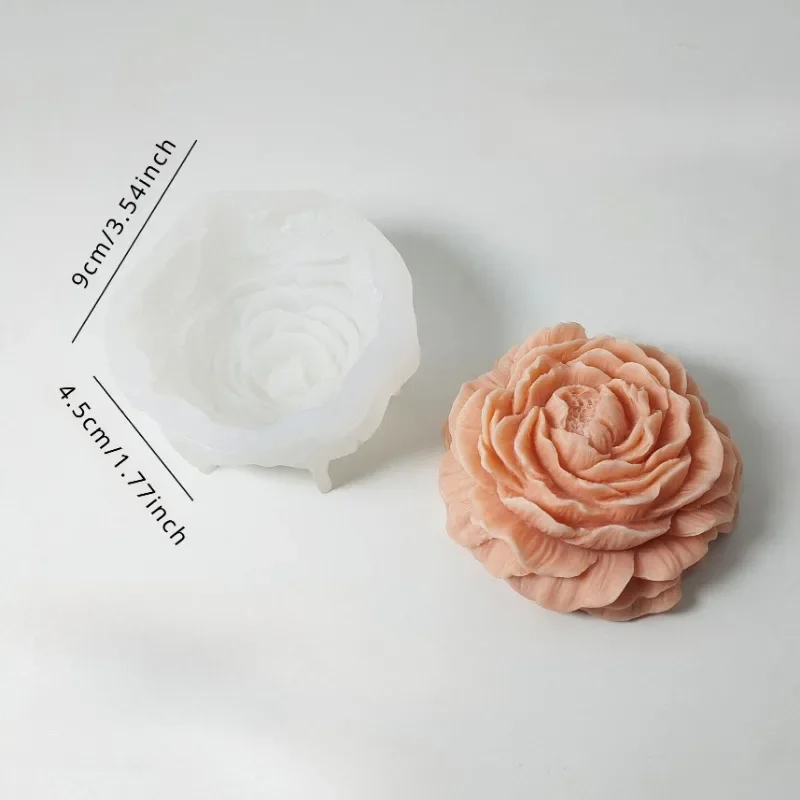 1pc Simulation Peony Chocolate Mold, 3D Silicone Mold, Candy Mold, Fondant Mold, Soap Mold, for DIY Cake Decorating Tool view 2