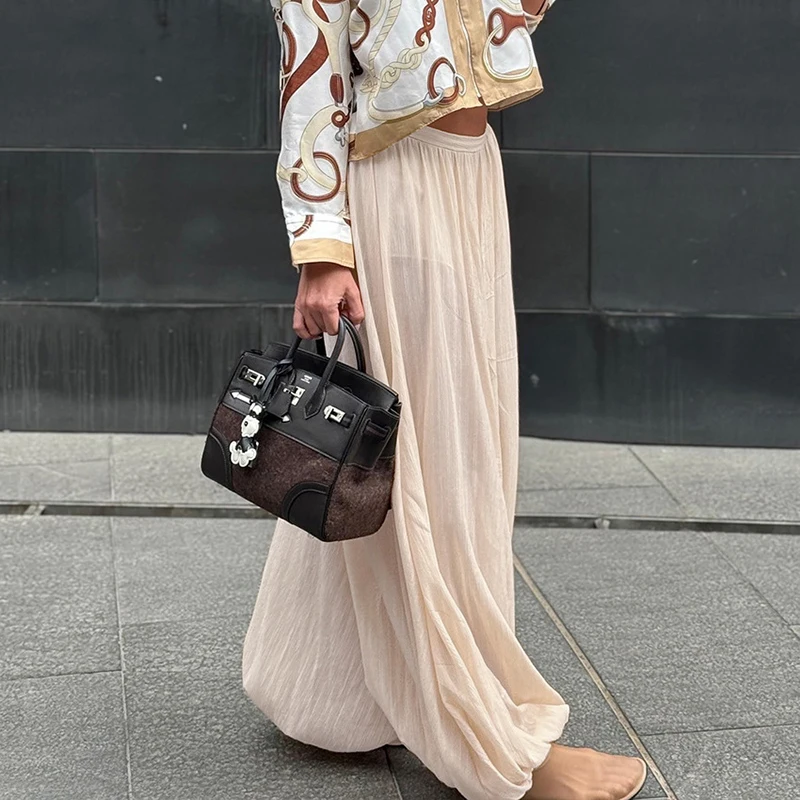 Typhaland Summer New Loose Bubble Pants Women's 2026 Fashion Commuting Long Trousers Solid Color Casual High Waist Female Pants