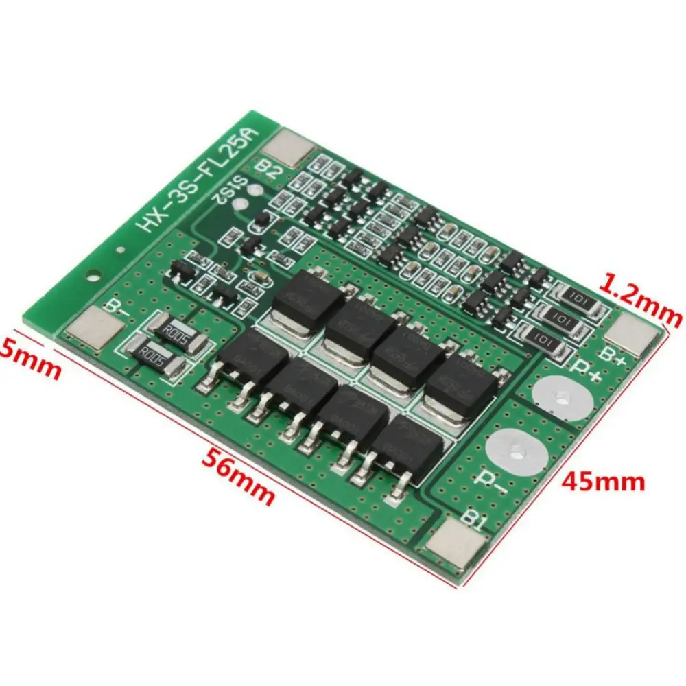 Placa de protección de carga de batería de litio 3S, 12V, 25A, 18650, equilibrador de batería 18650, célula ecualizadora para herramientas eléctricas