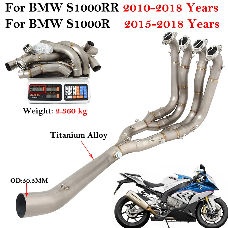 Slip On For BMW S1000RR 2010 - 2018 S1000R 2015 - 2018 Motorcycle Exhaust Titanium Alloy Front Link Pipe Connecting 51mm Muffler