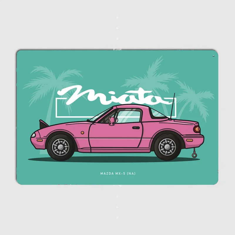 MX5 Miata With its Pop up Headlights Classic Car Metal Poster Sign Custom Posters Indoor Bedroom Room Decoration Home Decor