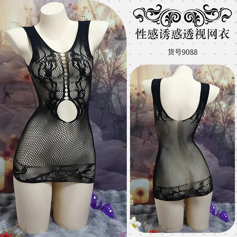 

New Style Lingerie, European and American Export Mesh Camisole, One-Piece 3D Style Hollow Mesh Stockings, Large Size Sexy Set