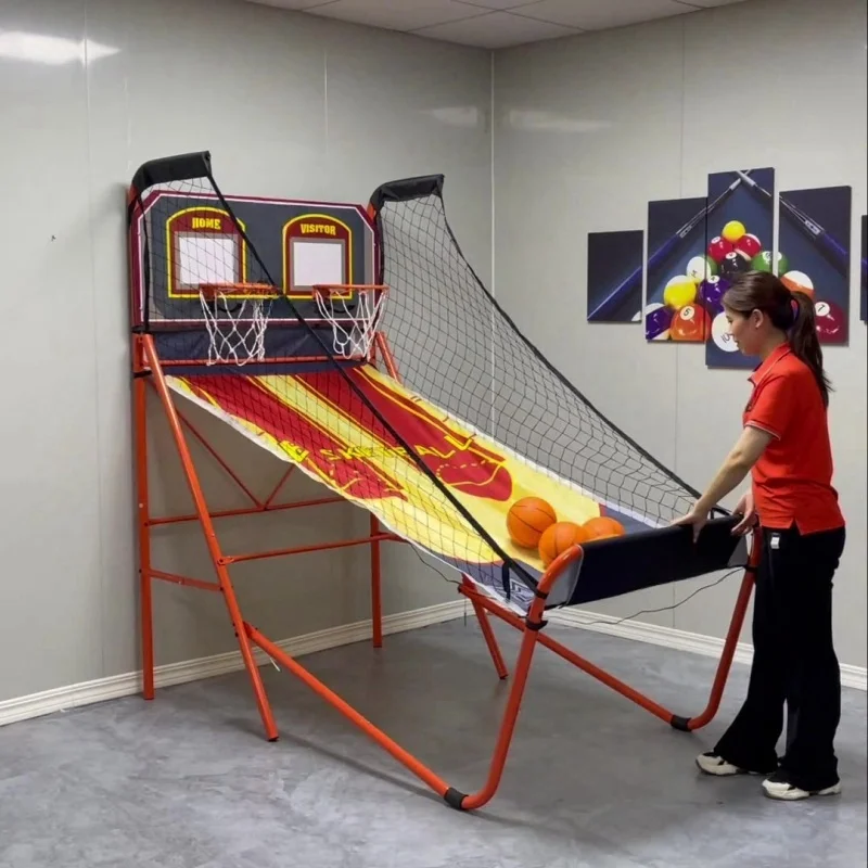 Máquina de tiro de pontuação dupla de luxo dobrável suporte de basquete duplo reforçado e montado rapidamente equipamentos esportivos