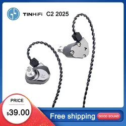 TINHIFI C2 2025 In Ear Monitor 10MM PU+LCP Drive HiFi Wired Earphone Detachable 2Pin HD Microphone 3.5mm/Type-C Cable Music IEM