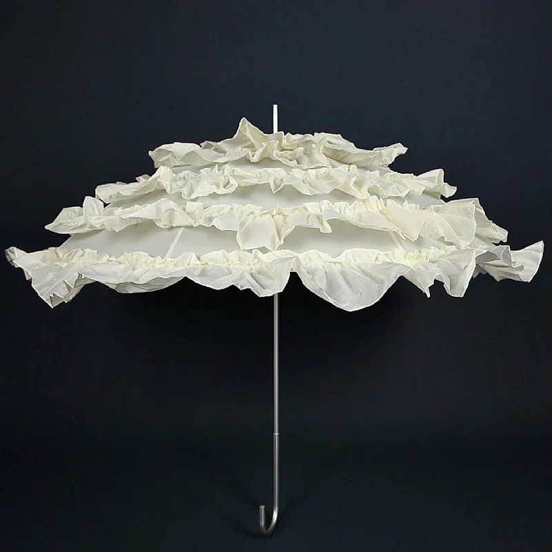 Nordic Parasol White Ladies Long Head Umbrella Wedding Girl Metal Luxury Sun Umbrella for Women Guarda Chuva Gift Ideas SY338