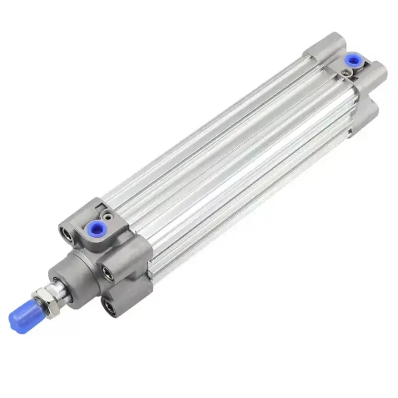 ISO Electric Cylinder Double Acting Single/Double Rod with Air and Bumper Cushions Silver
