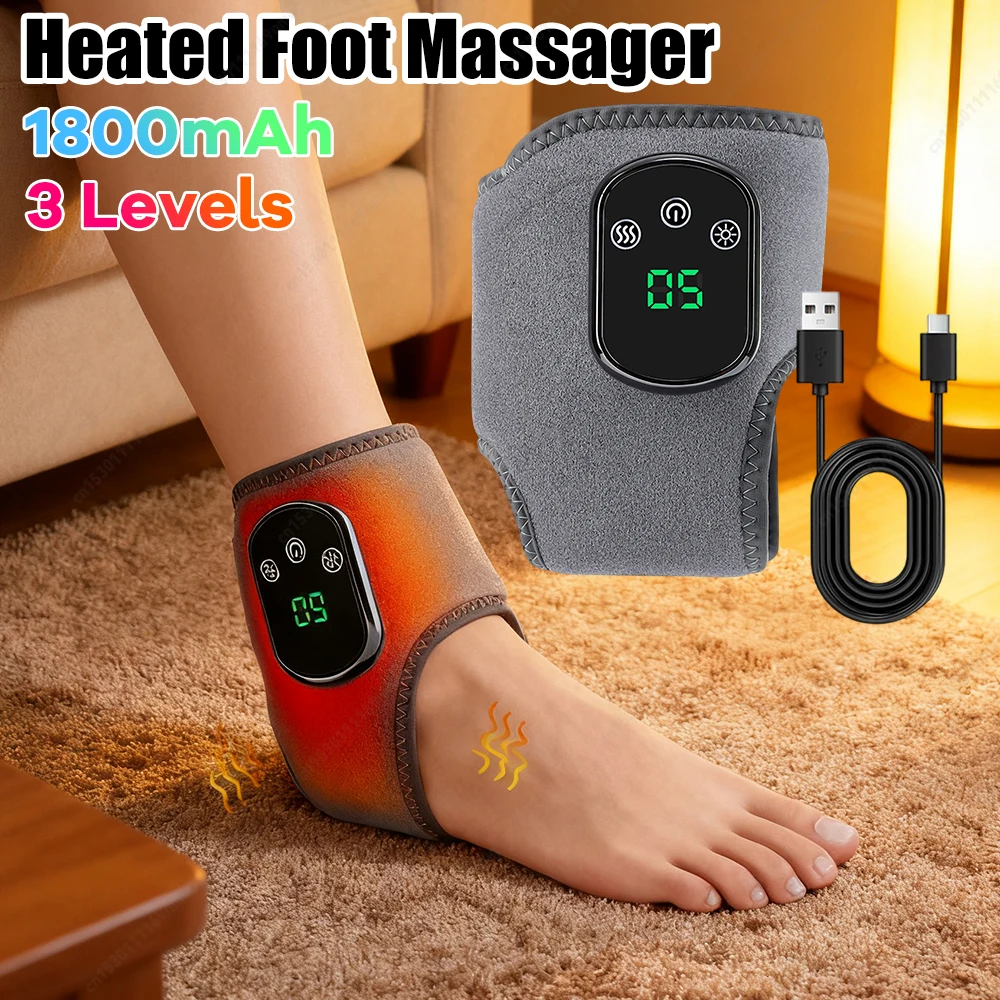 

Массажер для лодыжки с подогревом, зарядка через USB-C, электрический нагревательный инструмент для ухода за суставами, 3 режима, легкий массажер для икр, подарок для родителей