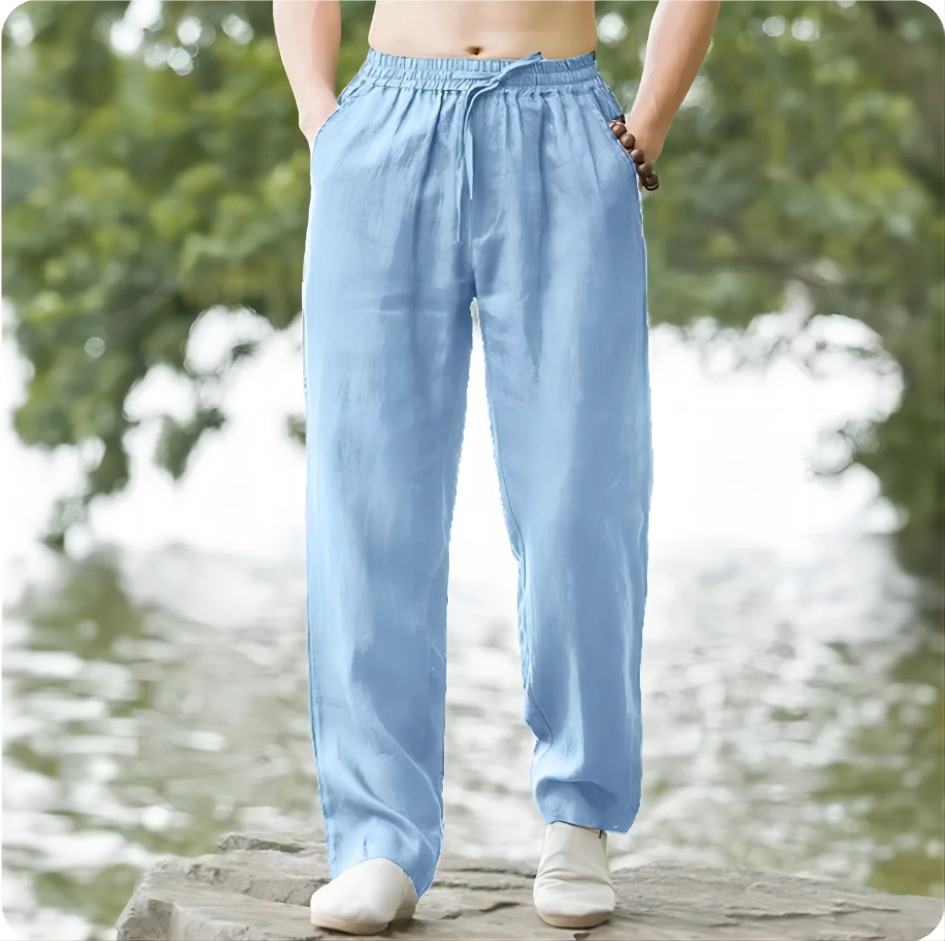 Men's Beach Pants Joggers Streetwear Cotton Linen Sweatpants Casual Pants Hawaiian Vacation Loose Summer Long image 4