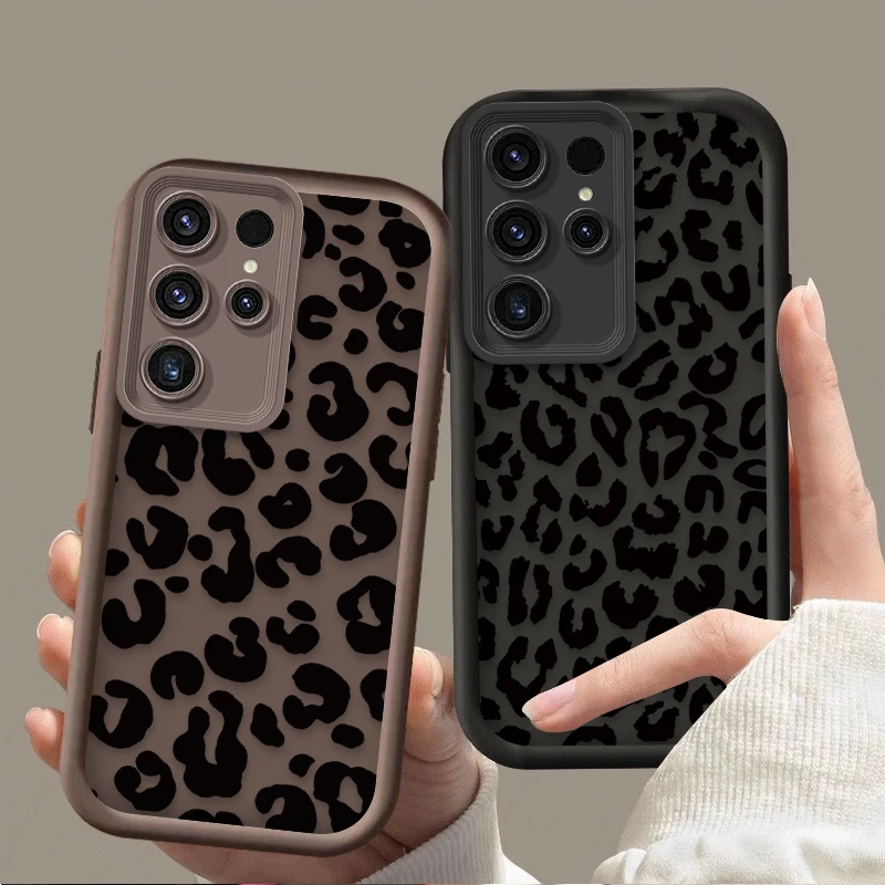 Leopard Print Pattern Silicone Case For Samsung Galaxy S24 S25 S23 Ultra S22 S21 Plus FE A36 A56 A26 A16 A06 A15 A25 A35 A55 5G