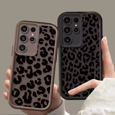 Leopard Print Pattern Silicone Case For Samsung Galaxy S24 S25 S23 Ultra S22 S21 Plus FE A36 A56 A26 A16 A06 A15 A25 A35 A55 5G