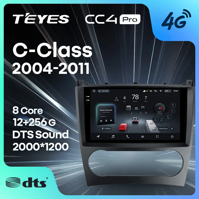 

TEYES CC4 PRO For Mercedes Benz C Class W203 W209 C180 C200 CL203 C209 A209 2004 - 2011 CarPlay Radio Car play Auto 2DIN