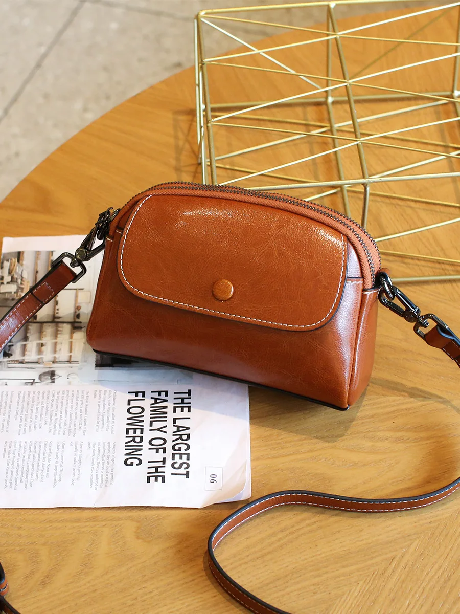 YANATARI Mini Small Genuine Leather Vintage Bag Crossbody Bag Luxury Mobile Phone Shoulder Bag Women Mobile Bag for Women view 5