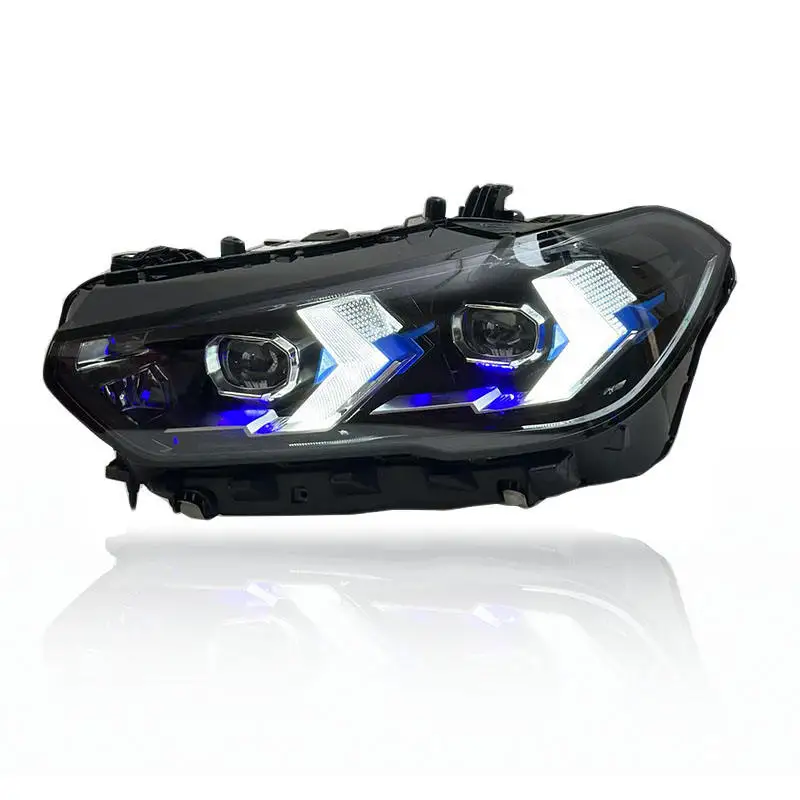 For Auto Car Led Headlamps for BMW X5 G05 G18 2019-2022 Dual Color DRL Switch Laser Style Play and Plug Black Shadow Lighting