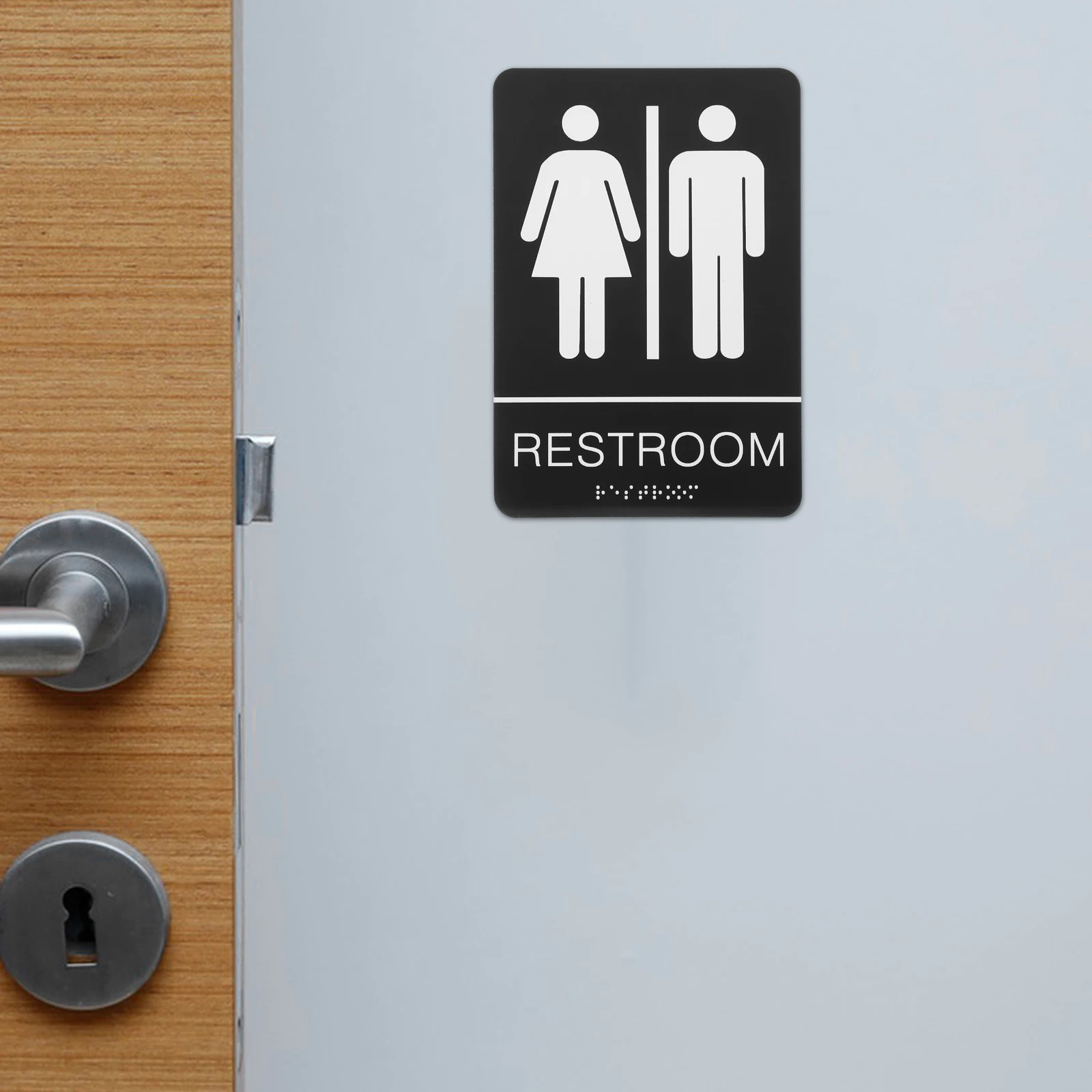 

Unisex Restroom Sign Braille Door Men Women Bathroom Business Male Female Office