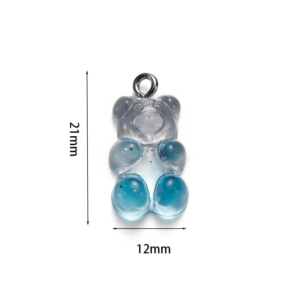 40Pcs Cute Animal Gummy Bear Resin Charms For Making Drop Earrings Pendants Necklaces Keychain DIY Jewelry Findings