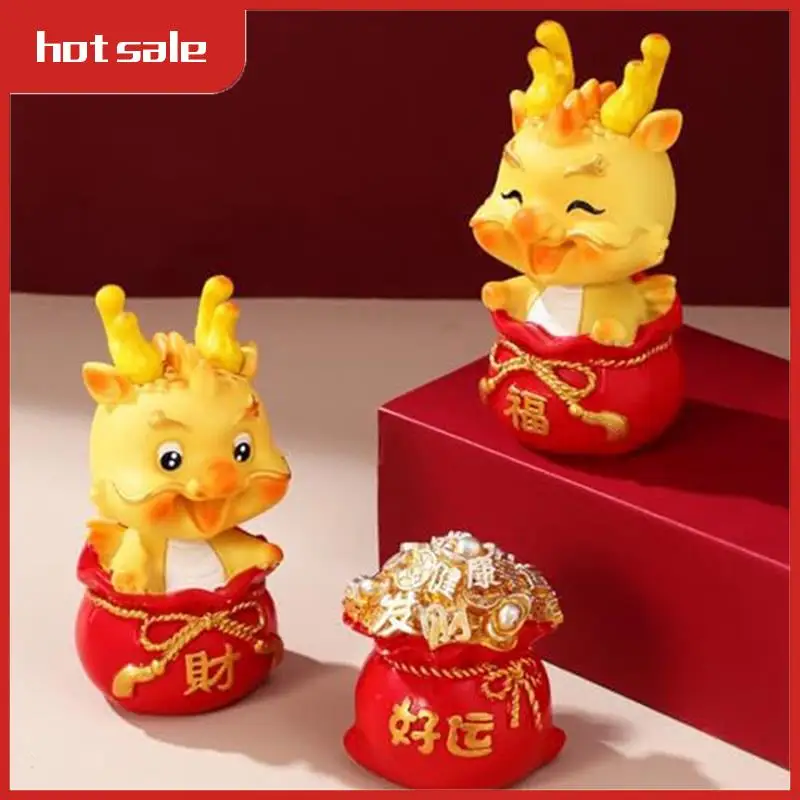 

3Pcs Shaking Head Dragon Figures Set Chinese Zodiac Dragon Ornaments Year Of The Dragon Statues Set Kit For Home Office