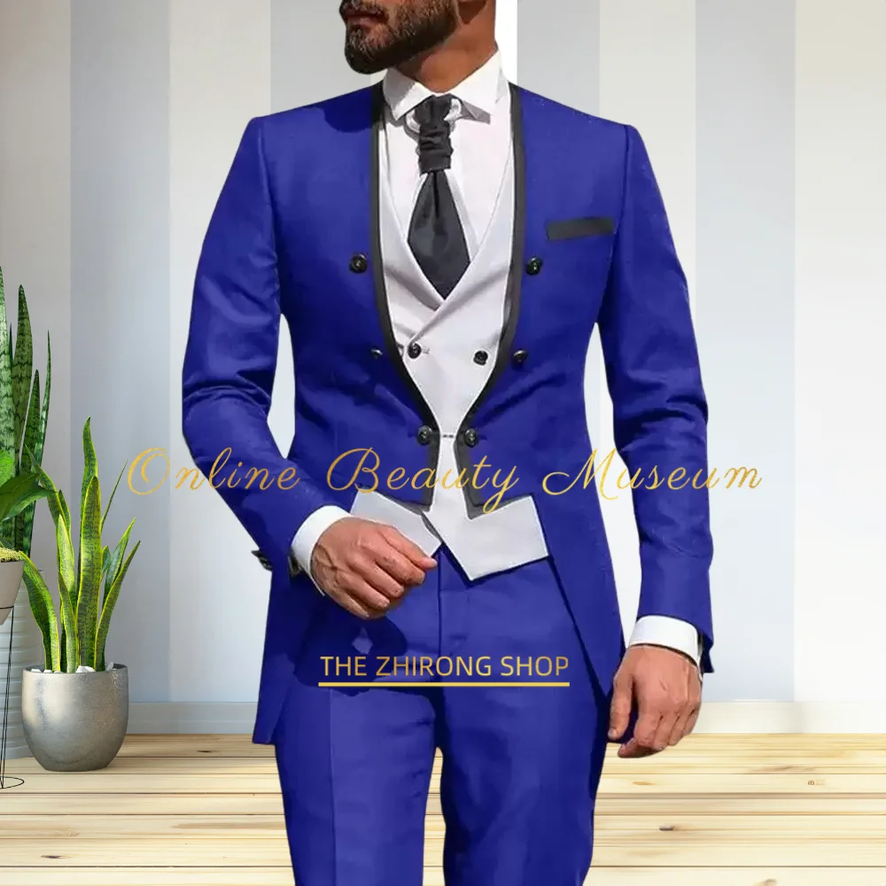 

Men's 3-Piece Formal Suit with Double Breasted Blazer Groom Tuxedo for Nuptial Italian Style Fashion (Jacket + Vest + Pants)