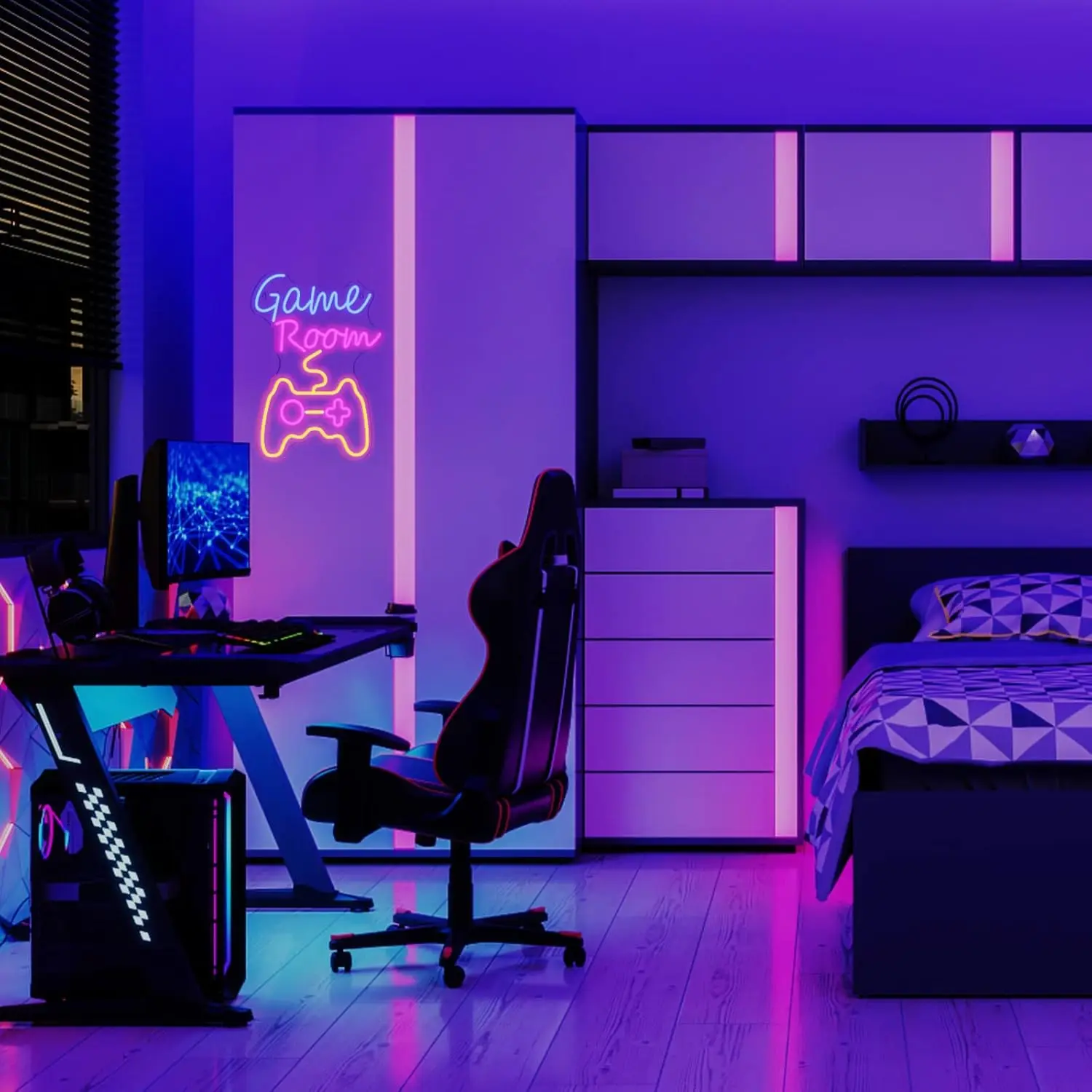 Game Room Neon Sign USB Dimmable LED Neon Lights Signs Tiktok Night Light Gift for Bedroom Studio Gaming Room Bar Wall Decor
