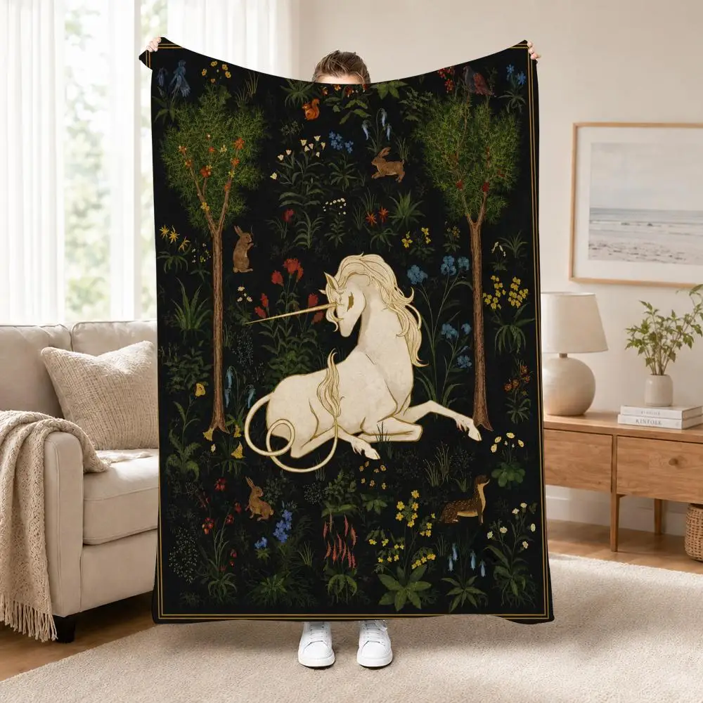 Cute Fun Gothic Animal Art Throw Perfect for Sofa Bed Office Travel Home Decor Art Lover Gift