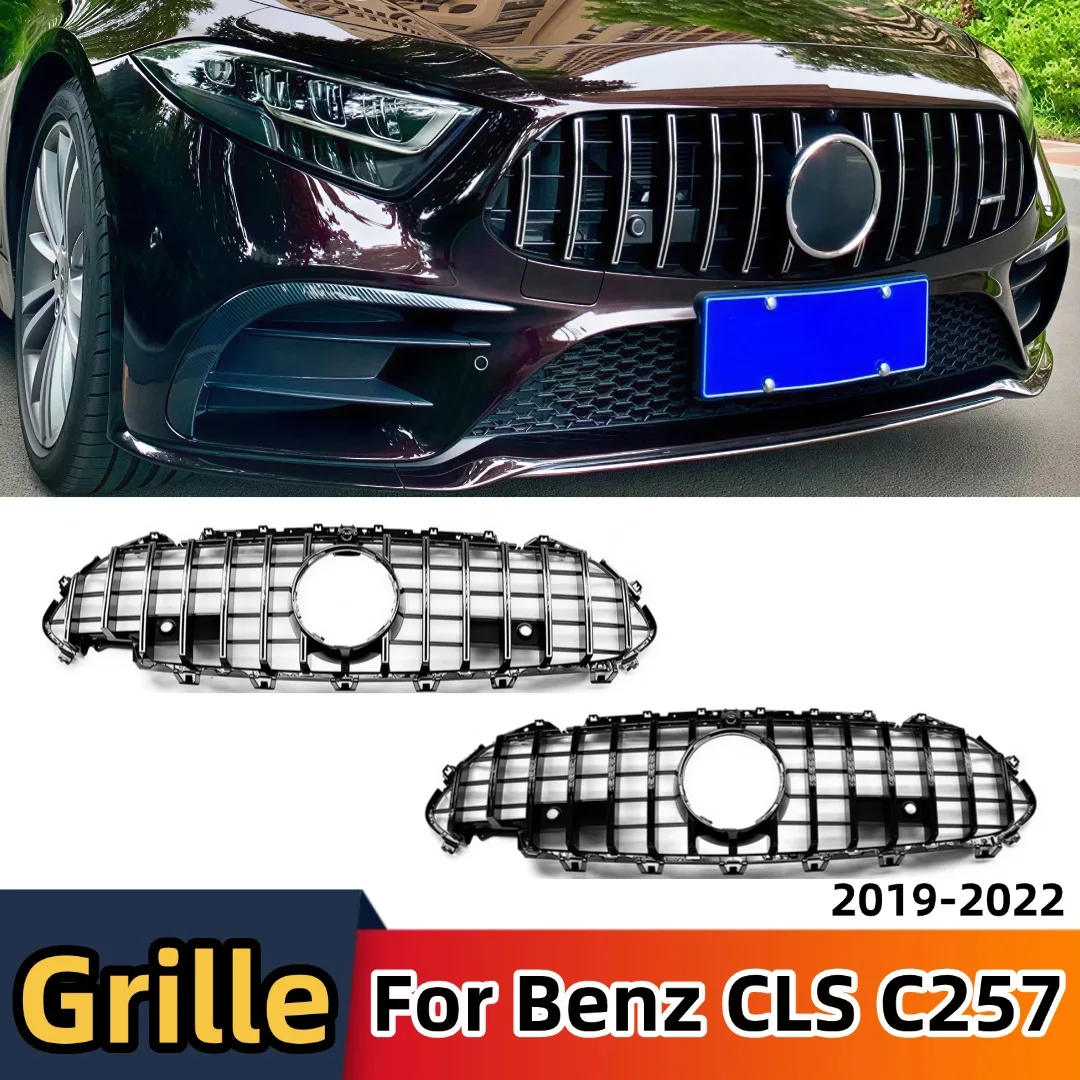 GT Style Front Inlet Grille Tuning Exterior Accessories Glossy Black Facelift Decoration For Mercedes Benz CLS C257 2019-2022