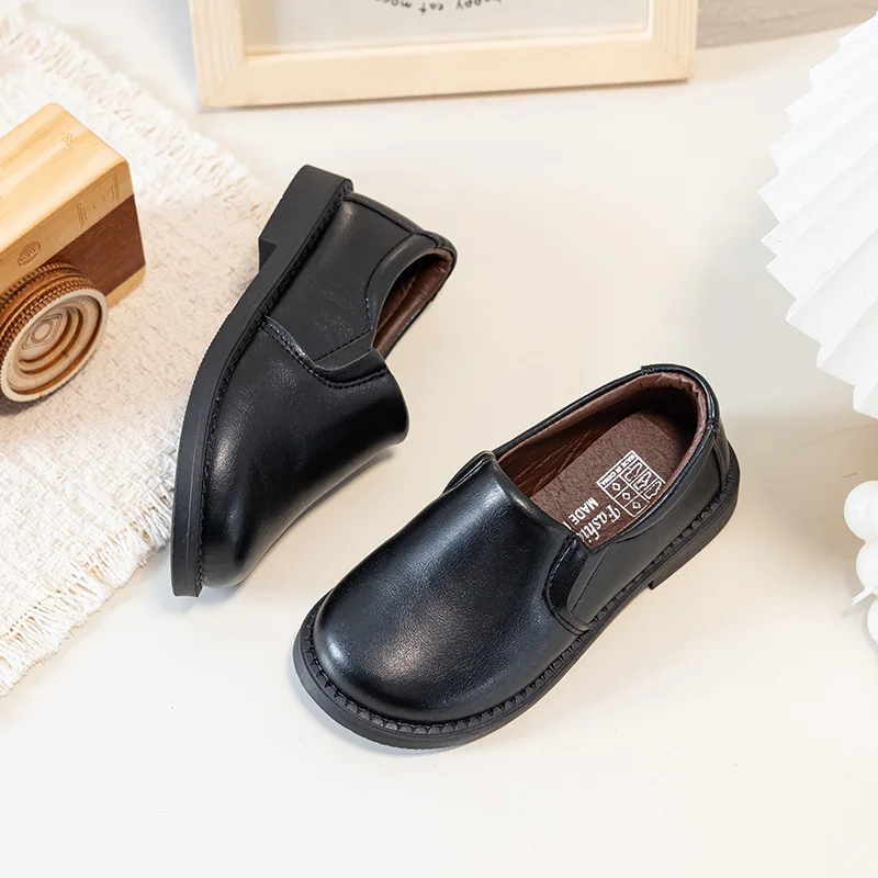 Children's Fashion Leather Shoes New Spring and Autumn Versatile Shoe 2026British Style Student Leather Shoes Casual Boys' Shoes