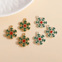 10pcs 17x21mm Cute Enamel Winter Snowflake Charms for Jewelry Making Christmas Earrings Pendants Necklaces DIY Crafts Supplies