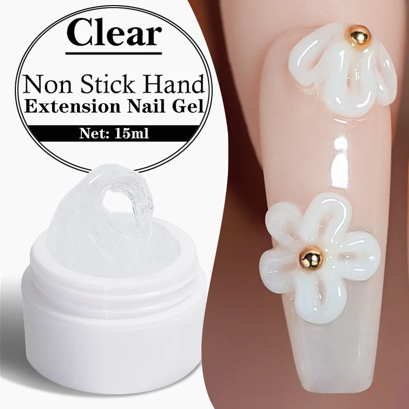 NailCO 15 ml klarer, antihaftbeschichteter Handverlängerungs-Gel-Nagellack für 3D-Shaping Nail Art Solid Milky Jelly Hard Gel für künstliche Nägel