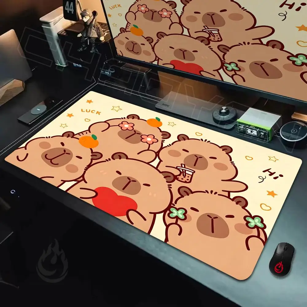 Adorably goofy capybara Mouse Pad Large Computer Office Game Table Mats Rubber Anti-slip XXL Mouse Mat HDP Long Desk Pads