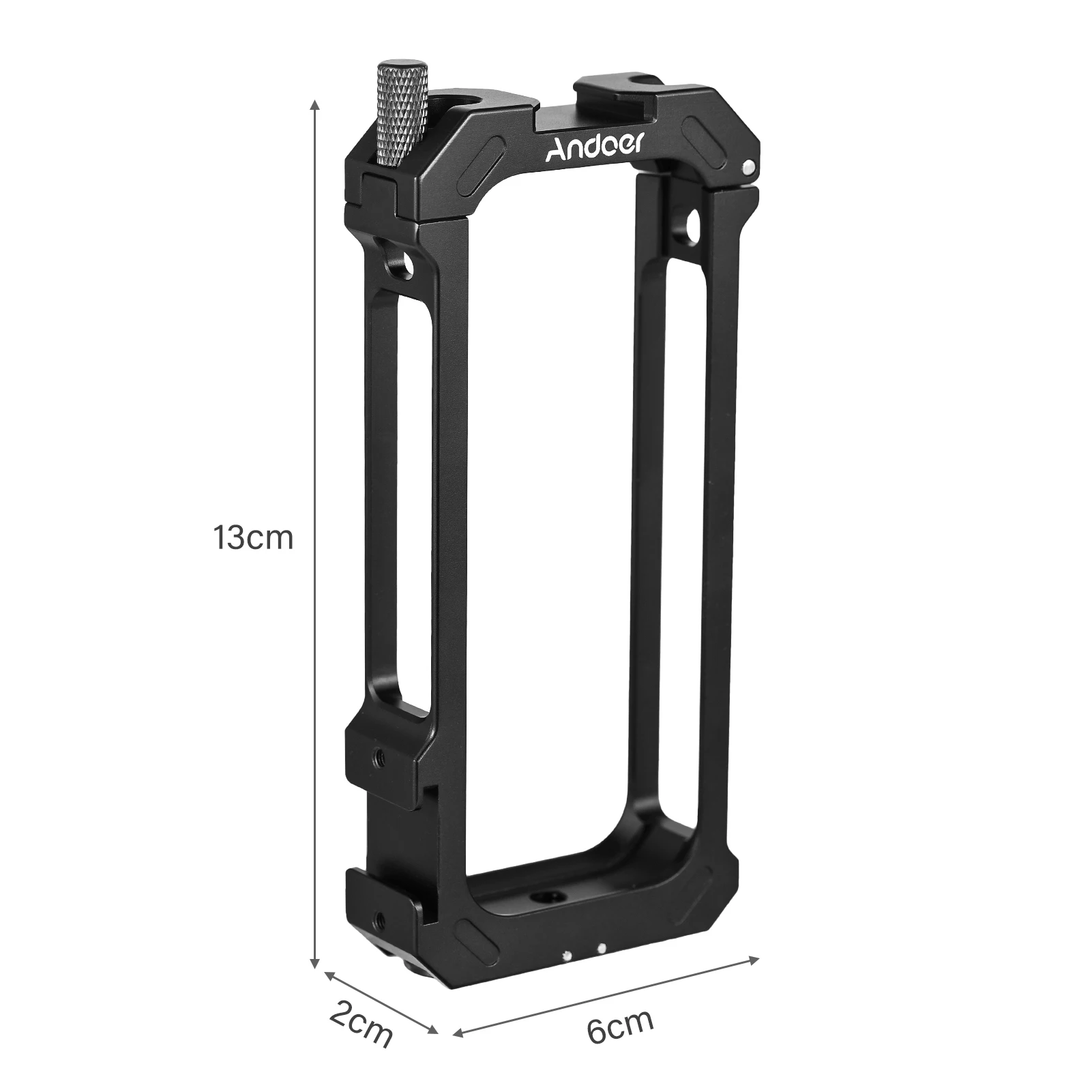 Andoer Sports Camera Video Cage Aluminum Alloy Dual Cold Shoe Mounts Metal Protective Frame Camera Cage Vlog for Insta360 X3