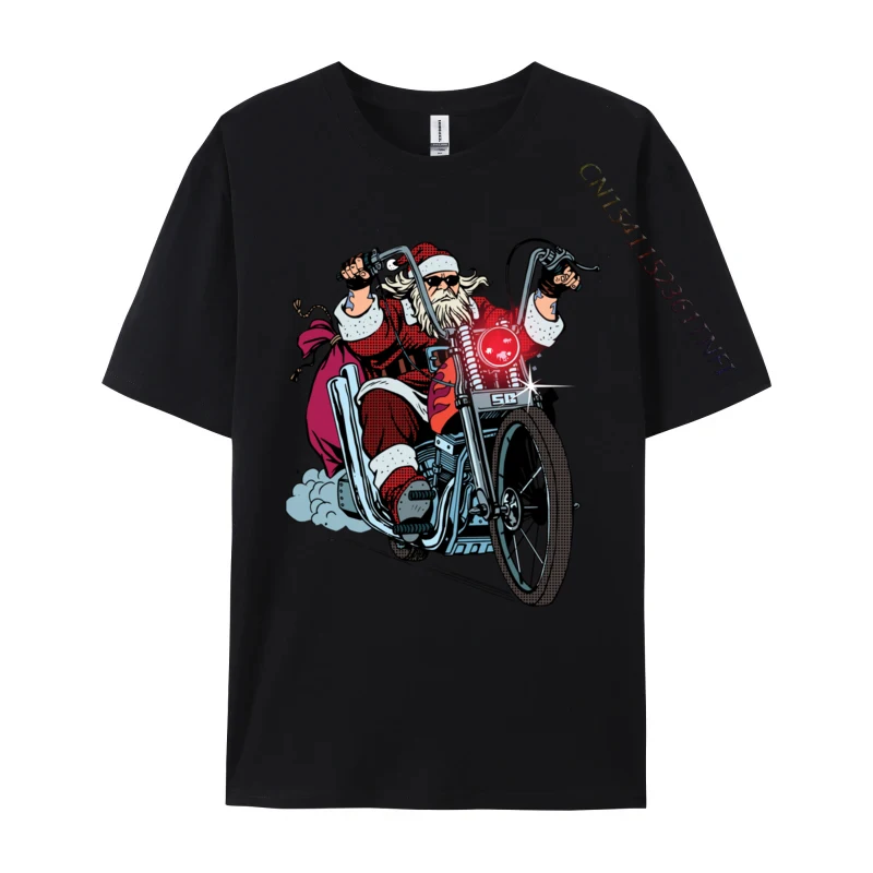 

Santa Claus Biker Motorcycle Christmas Shirt T Shirts Cotton Fun T-Shirt Bike Lover Tee Clothing Man Clothing