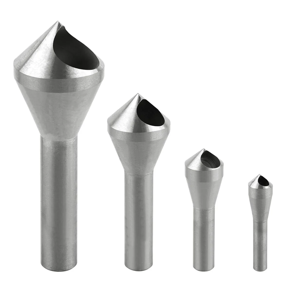 Countersink Drill Bit Set, 4Pcs Chamfer Tool Round Shank HSS(4241) Countersink Drill Bit, for Wood,Metal,Plastic, Silver