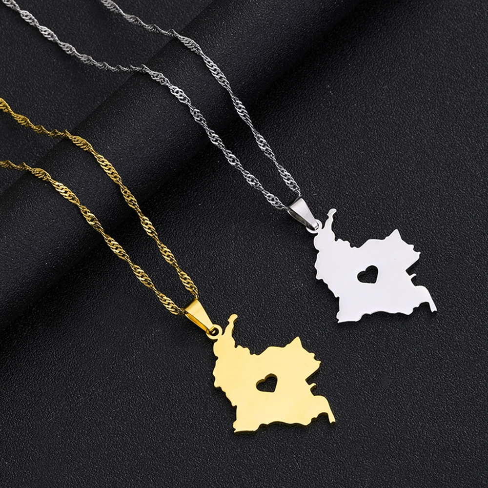 Mode Kolumbien Karte Flagge Anhänger Halskette Edelstahl Kolumbianer Männer Frauen Karten Schmuck Geschenk – Detail 9