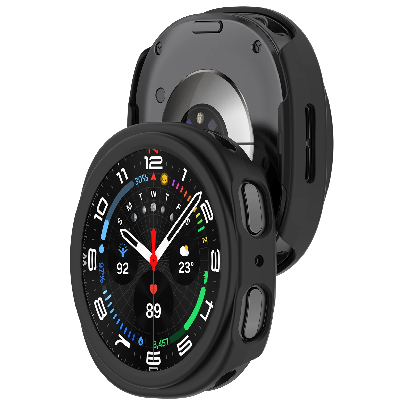 For Samsung Galaxy Watch9 44mm Half Coverage Hollow Out Protective Cover PC Watch Frame Case - Black
