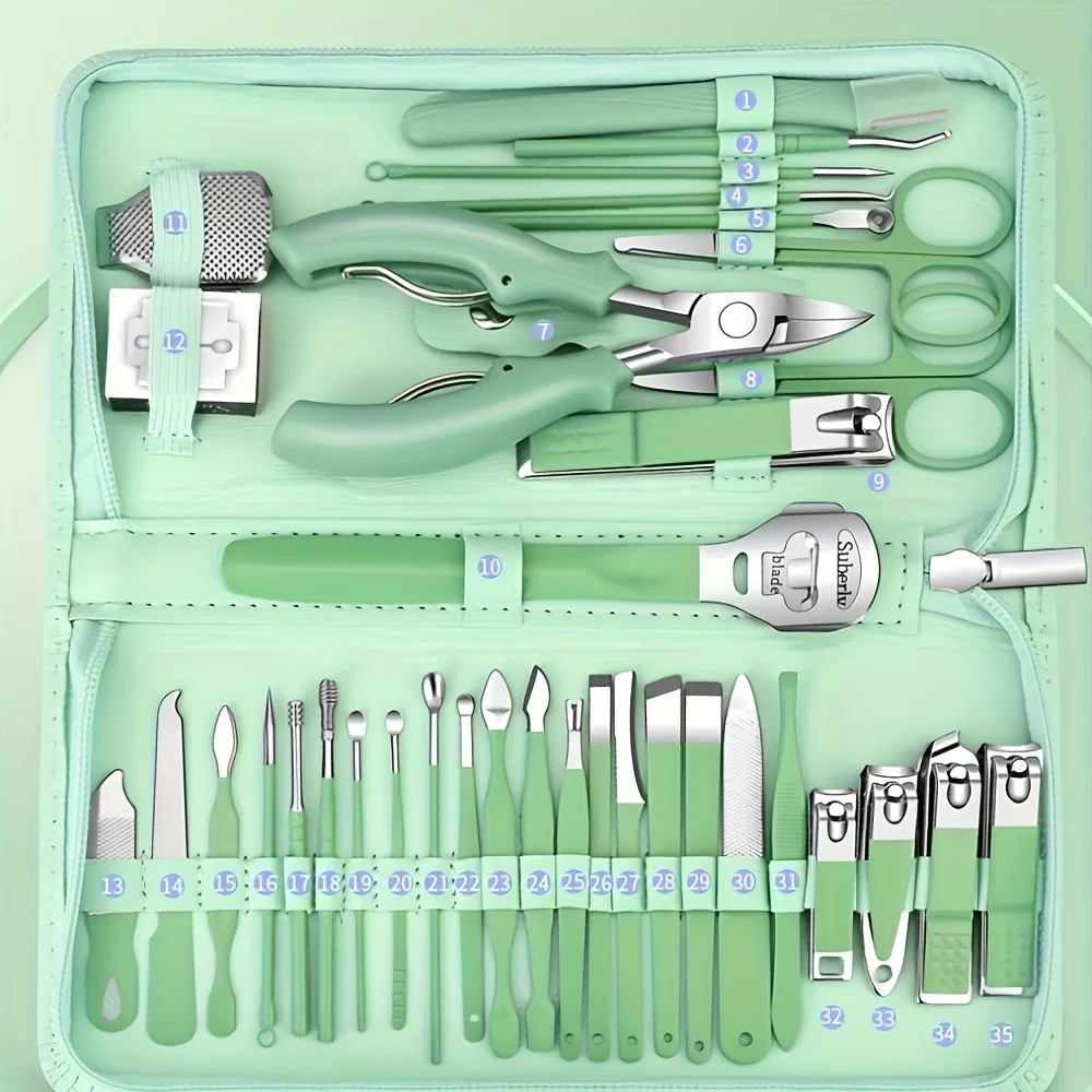 

Professional Nail Care Kit with Portable Travel Case Manicure 35pcs Set with Nail Clippers, Cuticle Scissors Nail Files