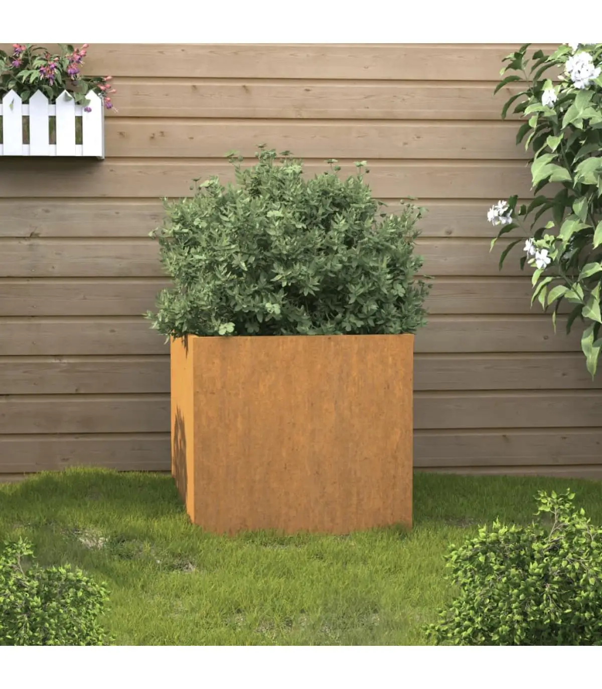 Flower pots and planters gray steel corten planter 42x40x39 cm