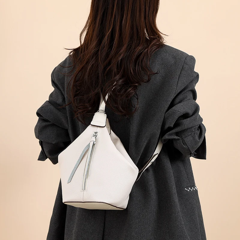 Multi functional backpack Women's Leather Shoulder Bag, Genuine Cowhide Crossbody Purse, Stylish Handbag with Detachable Strap