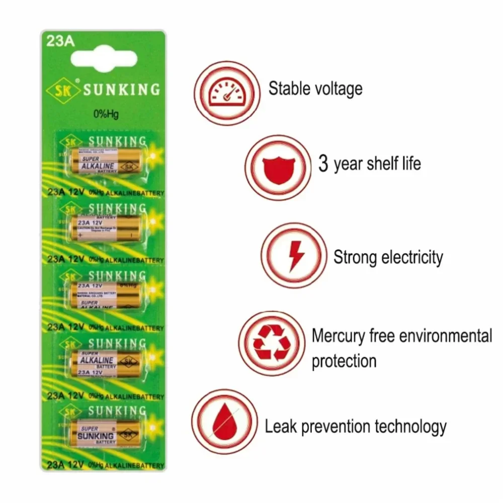 23A 12V Alkaline Battery A23 23A 23GA A23S E23A EL12 MN21 MS21 V23GA L1028 GP23A LRV08 for Remote Control Doorbell Dry Cell