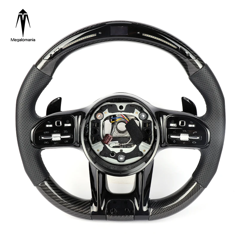 

Руль из углеродного волокна для Be-nz C63 E63 W213 G500 S63 S500 S320 G55 CLA45 светодиодный, полный руль