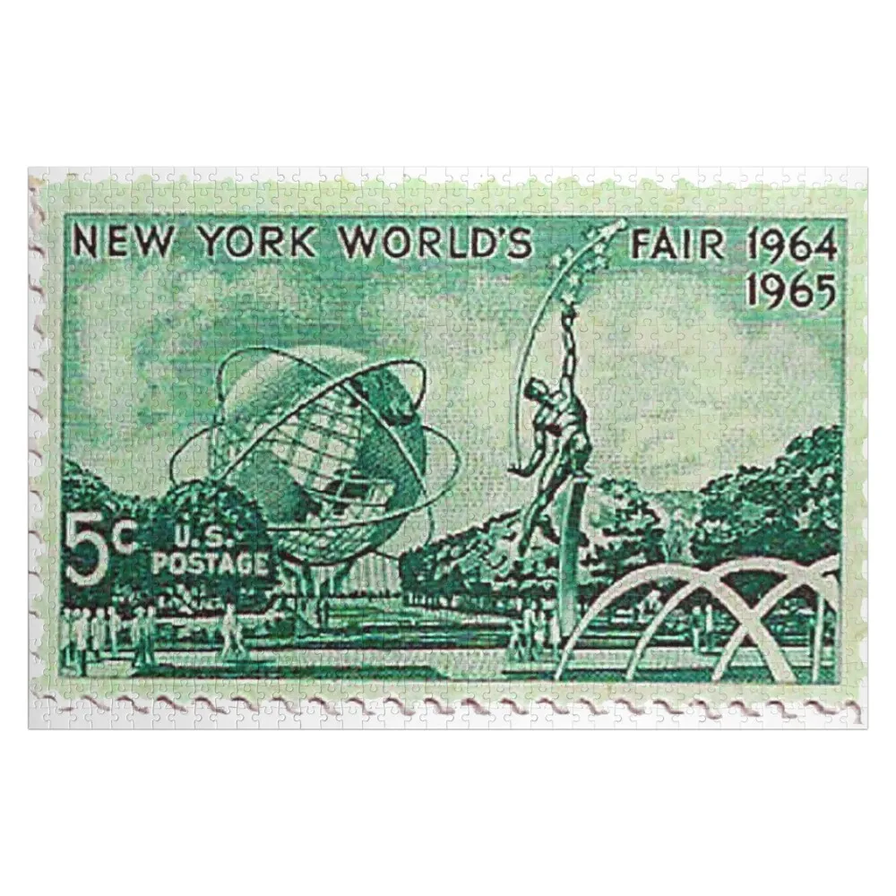 

1964 New York World's Fair US Postage Stamp 5 cents, Unisphere, Flushing Meadows Jigsaw Puzzle With Photo Puzzle